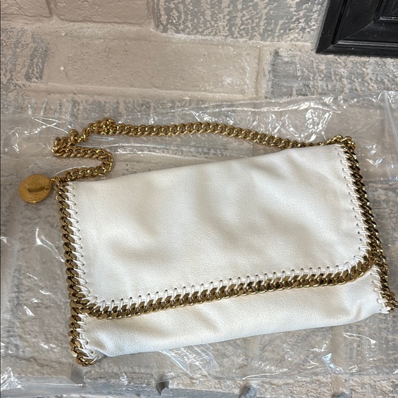 Stella McCartney Handbags - Stella McCartney White Chain-Trimmed Suede Clutch Bag